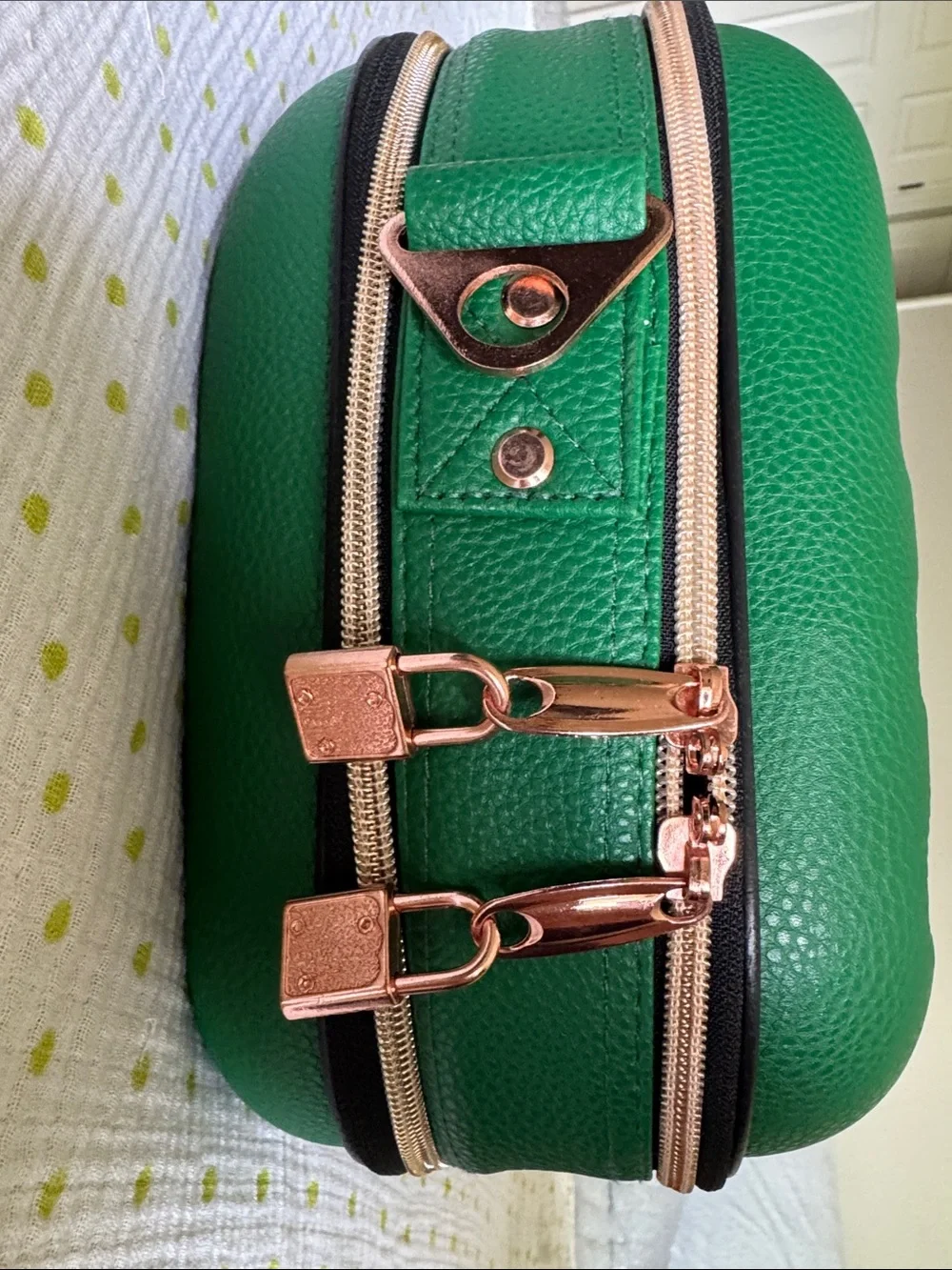 Young Living Green Case with Rose Gold Oval Emblem